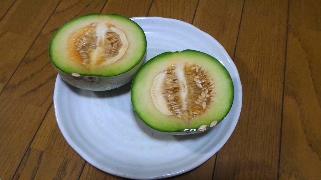 半分に切ったプリンスメロン①(6月28日)